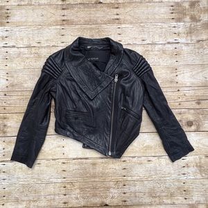YIGAL AZROUEL CROP MOTO STYLE LEATHER JACKET BLACK Leather jacket black Leather jacket Moto